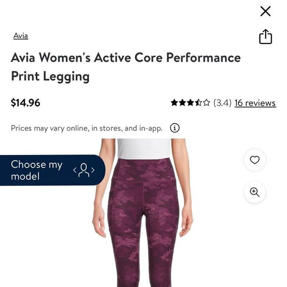 Avia Active Core Performance Print Leggings - Picture 4 of 9
